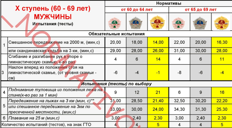 10 ступень для мужчин 60 61 62 63 64 65 66 67 68 69 лет