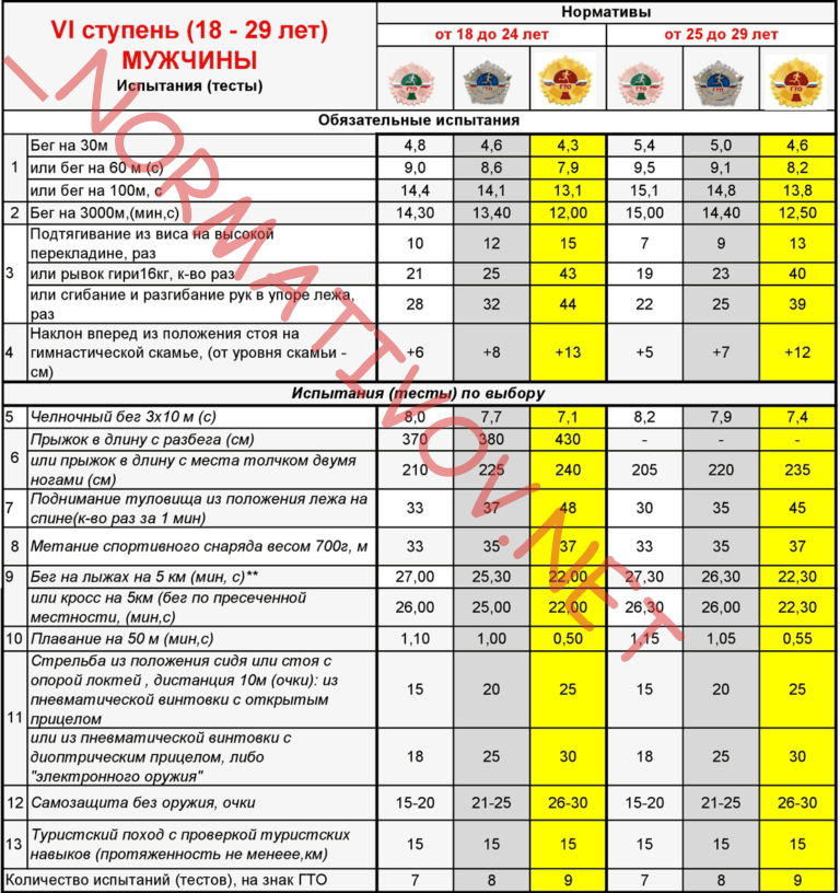 6 ступень ГТО мужчины 18 19 20 21 22 23 24 25 26 27 28 29
