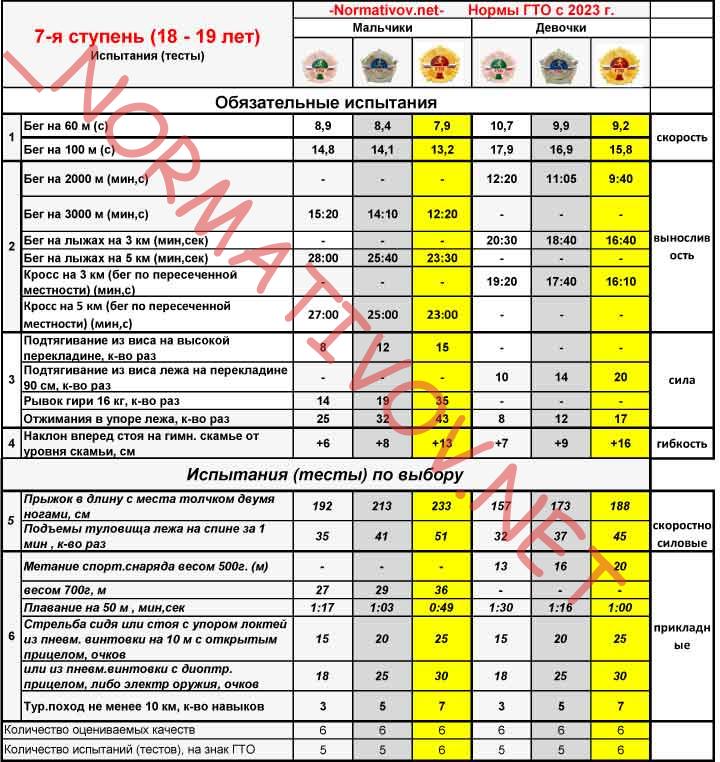 Новые нормы ГТО 2023 7 ступень