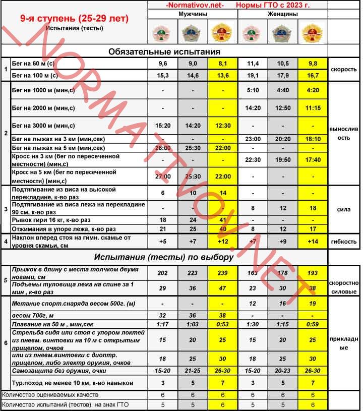 Новые нормы ГТО 2023 9 ступень